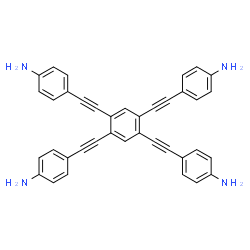 4,4',4'',4'''-[苯-1,2,4,5-四基四(乙炔-2,1-二基)]四苯胺结构式