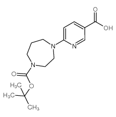 4-(5-羧基-2-吡啶)-[1,4]二氮杂烷-1-羧酸叔丁酯结构式