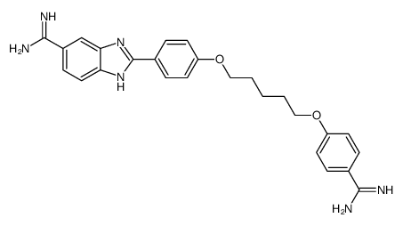 2-{4-[5-(4-carbamimidoyl-phenoxy)-pentyloxy]-phenyl}-1(3)H-benzoimidazole-5-carboximidic acid amide结构式