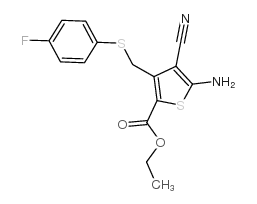 5-氨基-4-氰基-3-[(4-氟苯基)硫甲基]-2-噻吩甲酸乙酯结构式