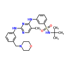 N-(1,1-二甲基乙基)-3-[[5-甲基-2-[[3-(4-吗啉基甲基)苯基]氨基]-4-嘧啶基]氨基]苯磺酰胺结构式