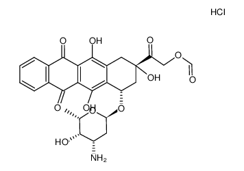 (+)-14-formyloxy-4-demethoxydaunorubicin hydrochloride Structure