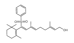 1-hydroxy-3,7-dimethyl-9-(2,6,6-trimethyl-1-cyclohexen-1-yl)-9-phenylsulfonyl-2,6,8-nonatriene结构式