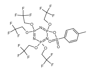 2,4,4,6,6-pentakis(2,2,2-trifluoroethoxy)-1,3,5,2l5,4l5,6l5-triazatriphosphinin-2-yl 4-methylbenzenesulfonate结构式