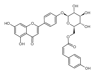 apigenin-4'-(6-O-(p-(Z)-coumaroyl)-β-D-glucopyranoside) Structure