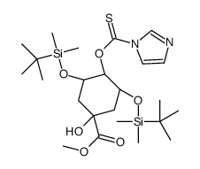 (1α,3R,4α,5R)-3,5-Bis[[(1,1-dimethylethyl)dimethylsilyl]oxy]-1-hydroxy-4-(1H-imidazol-1-ylthioxomethoxy)-cyclohexanecarboxylic Acid Methyl Ester结构式