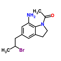 1-[7-氨基-5-(2-溴丙基)-2,3-二氢-1H-吲哚-1-基]-乙酮结构式