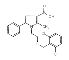 1-(2,6-二氯苄基)硫代乙基-2-甲基-5-苯基吡咯-3-羧酸结构式