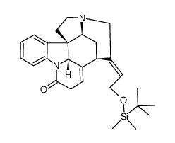 (-)-(21E)-12,13-didehydro-24-(tert-butyldimethylsilyl)-12,24-secostrychnidin-10-one结构式