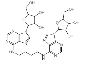 2-[6-[4-[[9-[3,4-dihydroxy-5-(hydroxymethyl)oxolan-2-yl]purin-6-yl]amino]butylamino]purin-9-yl]-5-(hydroxymethyl)oxolane-3,4-diol Structure
