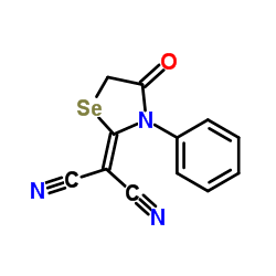 丙烷二氰基, 2-(4-氧代-3-苯基-2-硒氮杂环戊烷亚基)-结构式