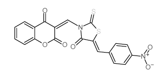 (Z)-3-(((Z)-5-(4-硝基苄叉)-4-氧代-2-硫代-3-噻唑)亚甲基)色满-2,4-二酮结构式