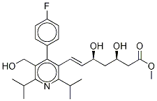 甲基赤型-(E)-7-[2,6-二异丙基-4-(4-氟苯基)-5-羟甲基-吡啶-3-基]-3,5-二羟基-庚-6-烯酸酯结构式