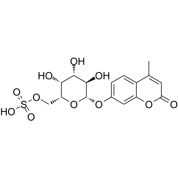 4-甲基香豆素基-β-D-吡喃半乳糖苷-6-硫酸结构式