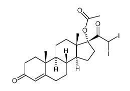 21,21-diiodo-17α-hydroxypregn-4-ene-3,20-dione 17-acetate结构式