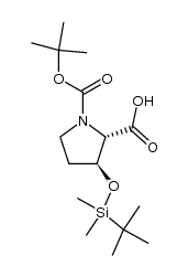 (2S,3S)-1-(tert-butoxycarbonyl)-3-(tert-butyldimethylsiloxy)pyrrolidine-2-carboxylic acid结构式