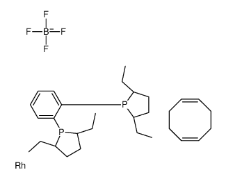 (+)-1,2-双((2S,5S)-2,5-二乙基膦酰基)苯(1,5-环辛二烯)四氟硼酸铑(I) [(S,S)-Et-DUPHOS-Rh]结构式