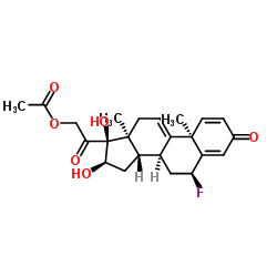 6α-氟-16α,17,21-三羟基孕烯酸-1,4,9(11)-三烯-3,20-二酮21醋酸酯结构式