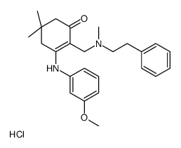 3-(3-methoxyanilino)-5,5-dimethyl-2-[[methyl(2-phenylethyl)amino]methyl]cyclohex-2-en-1-one,hydrochloride Structure