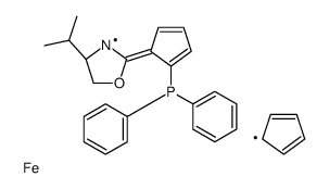 (R,R)-[2-(4-异丙基-2-恶唑啉基)二茂铁基]二苯基膦结构式