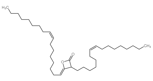 4-[(8Z)-8-十七碳烯-1-基]-3-[(7Z)-7-十六碳烯-1-基]-2-氧杂环丁酮结构式
