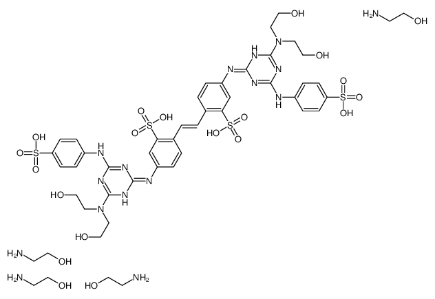 2-aminoethanol,5-[[4-[bis(2-hydroxyethyl)amino]-6-(4-sulfoanilino)-1,3,5-triazin-2-yl]amino]-2-[(E)-2-[4-[[4-[bis(2-hydroxyethyl)amino]-6-(4-sulfoanilino)-1,3,5-triazin-2-yl]amino]-2-sulfophenyl]ethenyl]benzenesulfonic acid结构式