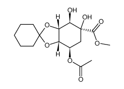 methyl (1S,2R,3S,4R,5R)-5-O-acetyl-3,4-O-cyclohexylidene-1,2,3,4,5-pentahydroxycyclohexanecarboxylate结构式