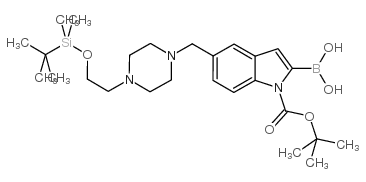 [5-[[4-[2-[tert-butyl(dimethyl)silyl]oxyethyl]piperazin-1-yl]methyl]-1-[(2-methylpropan-2-yl)oxycarbonyl]indol-2-yl]boronic acid Structure