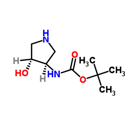 ((3R,4R)-4-羟基吡咯烷-3-基)氨基甲酸叔丁酯结构式