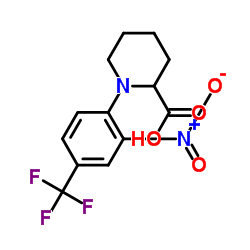 1-[2-NITRO-4-(TRIFLUOROMETHYL)PHENYL]PIPERIDINE-2-CARBOXYLIC ACID Structure