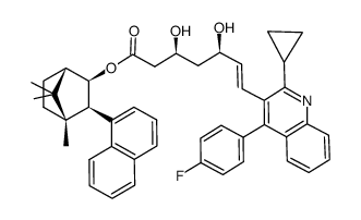 (4R)-4,7,7-trimethyl-3-exo-(1-naphthyl)bicyclo(2.2.1)heptan-2-exo-yl (3S,5R,6E)-7-(2-cyclopropyl-4-(4-fluorophenyl)quinolin-3-yl)-3,5-dihydroxy-6-heptenoate结构式