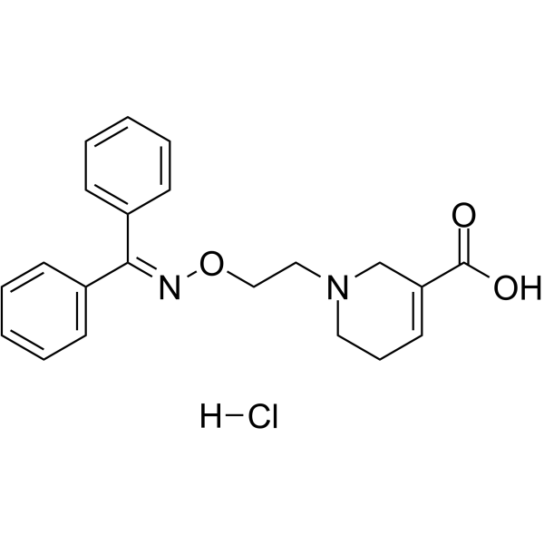 1-[2-[(二苯基亚甲基)亚氨基]氧基]乙基]-1,2,5,6-四氢 3-吡啶羧酸盐酸盐结构式