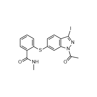 2-((1-乙酰基-3-碘-1H-吲唑-6-基)硫基)-N-甲基苯甲酰胺(阿西替尼杂质)结构式