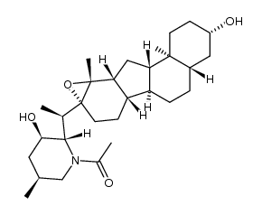 (23R)-28-acetyl-13,17-epoxy-(5α,13βH)-veratrane-3β,23-diol结构式