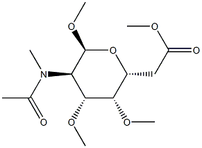 Methyl 6-O-acetyl-2-[acetyl(methyl)amino]-3-O,4-O-dimethyl-2-deoxy-α-D-glucopyranoside结构式
