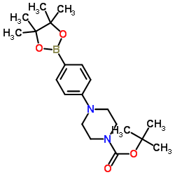 4-(4-(4-(4,4,5,5-四甲基-1,3,2-二氧杂硼烷-2-基)苯基)哌嗪-1-羧酸叔丁酯结构式