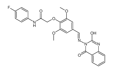2-[4-[(2,4-dioxo-1H-quinazolin-3-yl)iminomethyl]-2,6-dimethoxyphenoxy]-N-(4-fluorophenyl)acetamide结构式