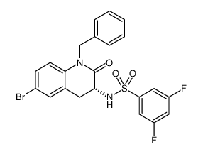 Benzenesulfonamide, N-[(3R)-6-bromo-1,2,3,4-tetrahydro-2-oxo-1-(phenylmethyl)-3-quinolinyl]-3,5-difluoro Structure