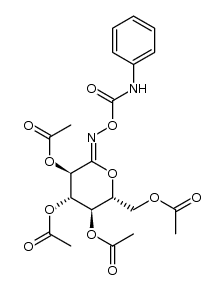 O-(2,3,4,6-tetra-O-acetyl-D-glucopyranosylidene)amino N-phenylcarbamate结构式