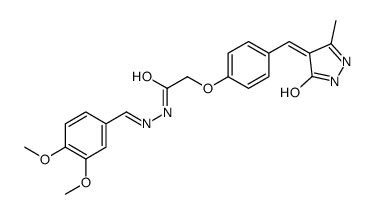N-[(E)-(3,4-dimethoxyphenyl)methylideneamino]-2-[4-[(Z)-(3-methyl-5-oxo-1H-pyrazol-4-ylidene)methyl]phenoxy]acetamide结构式