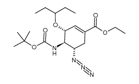 (3R,4R,5S)-ethyl 5-azido-4-((tert-butoxycarbonyl)amino)-3-(pentan-3-yloxy)cyclohex-1-enecarboxylate Structure
