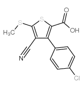 3-(4-氯苯基)-4-氰基-5-甲基硫代噻吩-2-羧酸结构式