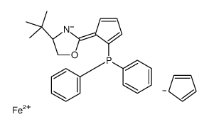 (4R)-4-叔丁基-2-[(2S)-2-(二苯基膦基)二茂铁基]-2-噁唑啉结构式