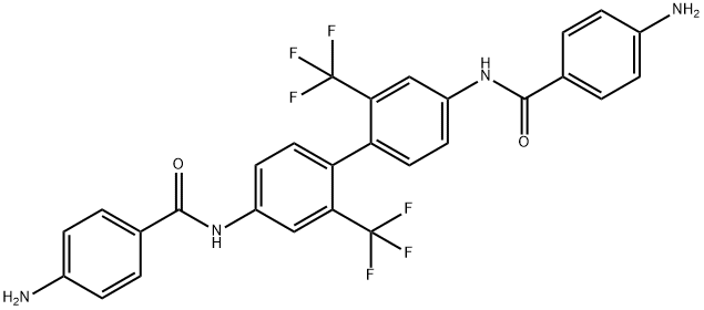 N,N'-(2,2'-双(三氟甲基)-[1,1'-二联苯基]-4,4'-二基)双(4-氨基苯甲酰胺)结构式