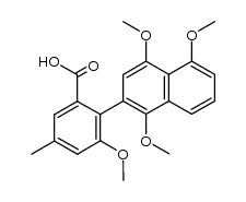 3-Methoxy-5-methyl-2-(1',4',5'-trimethoxynaphthalen-2'-yl)benzoic acid Structure