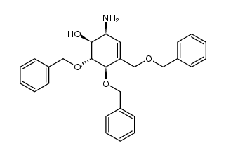 (1S,2S,3R,4R)-1-amino-3,4-di-O-benzyl-5-(benzyloxymethyl)cyclohex-5-ene-2,3,4-triol Structure
