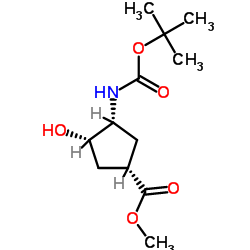 methyl (1S,3R,4S)-3-{[(tert-butoxy)carbonyl]amino}-4-hydroxycyclopentane-1-carboxylate Structure