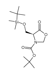 (4S)-4-[(t-butyldimethylsilyloxy)methyl]-3-[(1,1-dimethylethoxy)carbonyl]-5-oxazolidinone结构式