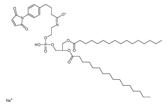 1,2-二棕榈酰-sn-甘油基-3-磷酸乙醇胺-N-[4-(对马来酰亚胺苯基)丁酰胺](钠盐)结构式