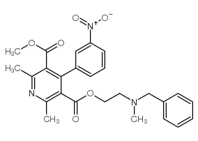 2-(N-benzyl-N-methylamino)ethyl methyl 2,6-dimethyl-4-(3-nitrophenyl)-3,5-pyridinedicarboxylate structure